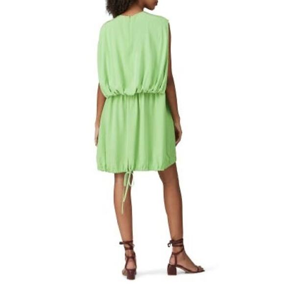TIBI Eco Cape Green Silk Sleeveless Crew Neckline Zippers Shift Dress Size 6 - Picture 3 of 16